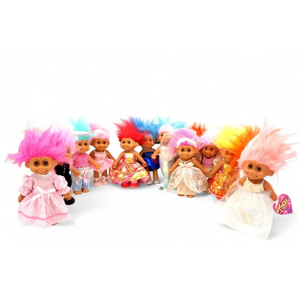 Vintage Troll Dolls Lot 7 Inch 90s Russ Ace Dam Mixed Outfit - Picture 4 of 16